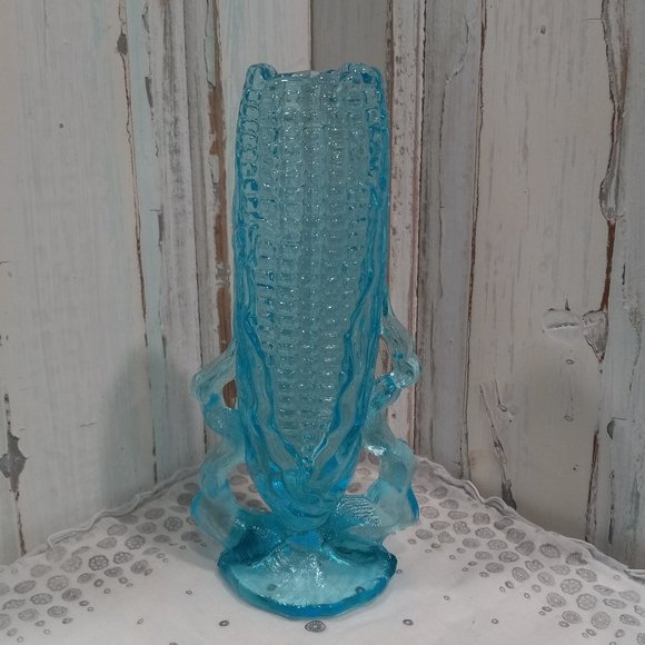 Vintage L.G. Wright Blue Corn Cob Vase From Dugan Mold - Picture 2 of 6